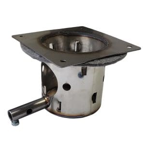Stainless Steel 15-Hole Burnpot w/ Centered Hole and Gasket - Redesigned for Maximum Airflow