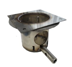 Revolutionary 11-hole burnpot for pellet grills creating a vortex of air for enhanced combustion