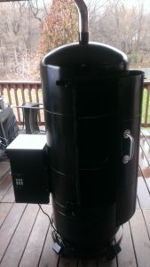 Barrel-style custom pellet smoker, a uniquely crafted smoking apparatus designed for flavor enthusiasts