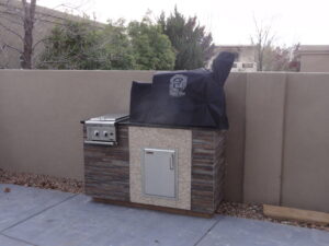 Handcrafted custom smoker made from bricks, showcasing durability and rustic charm