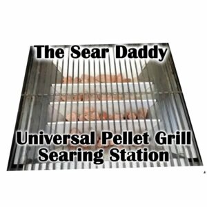 Sear station attachment for pellet grills, enabling high-temperature grilling and perfect sear marks.