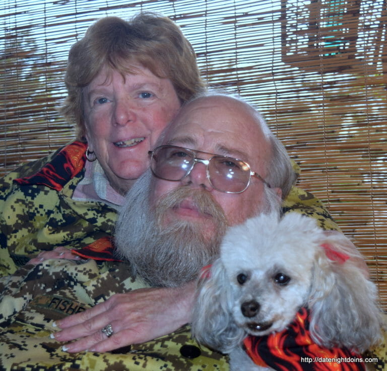 Date Nite Doins: Ken and Patti Fischer Embracing with Their Beloved Dog