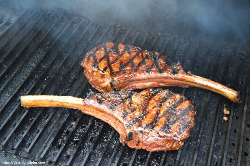 Tomahawk Steak on Sizzling Grill Grates