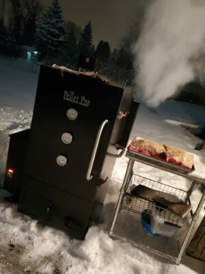 Winter Grilling: Large Cabinet Smoker in Action