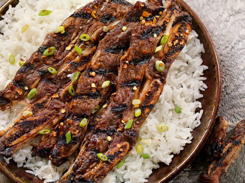 Korean Barbecue Short Ribs on a bed of rice